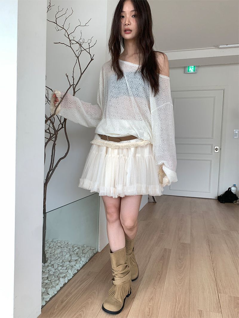 POM CHIFFON SKIRT (2C)
