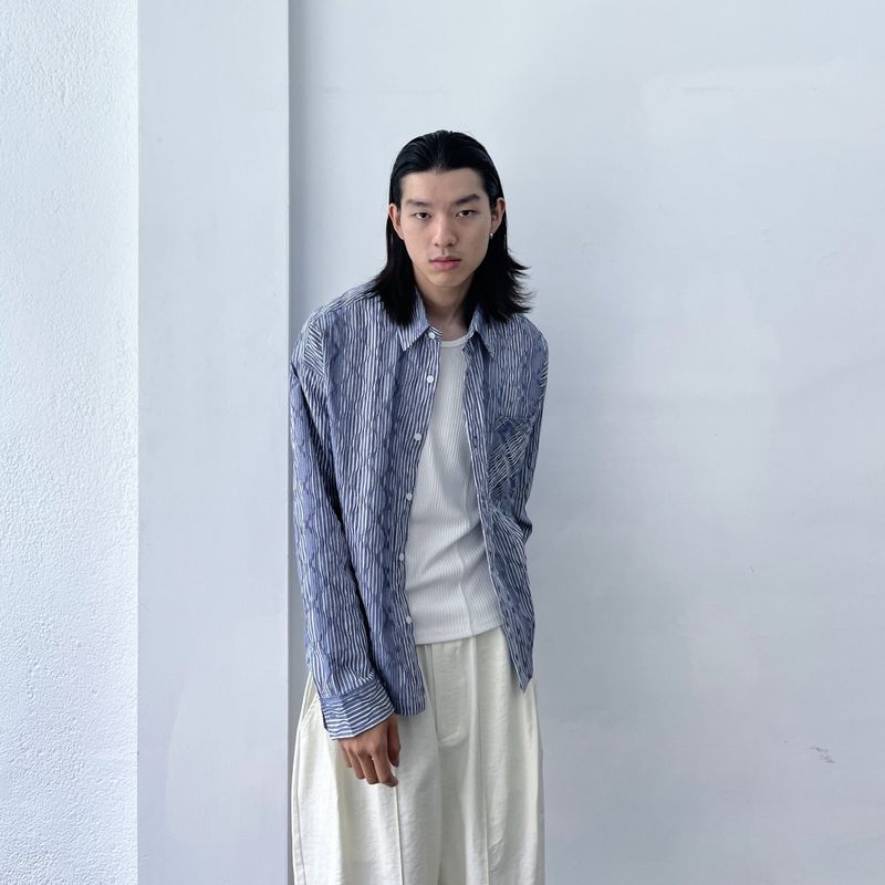 Ripple Texture Stripe Shirt