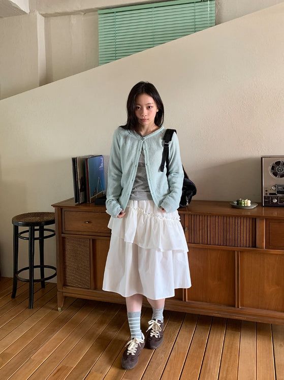 Wonne Color Round Knit Cardigan