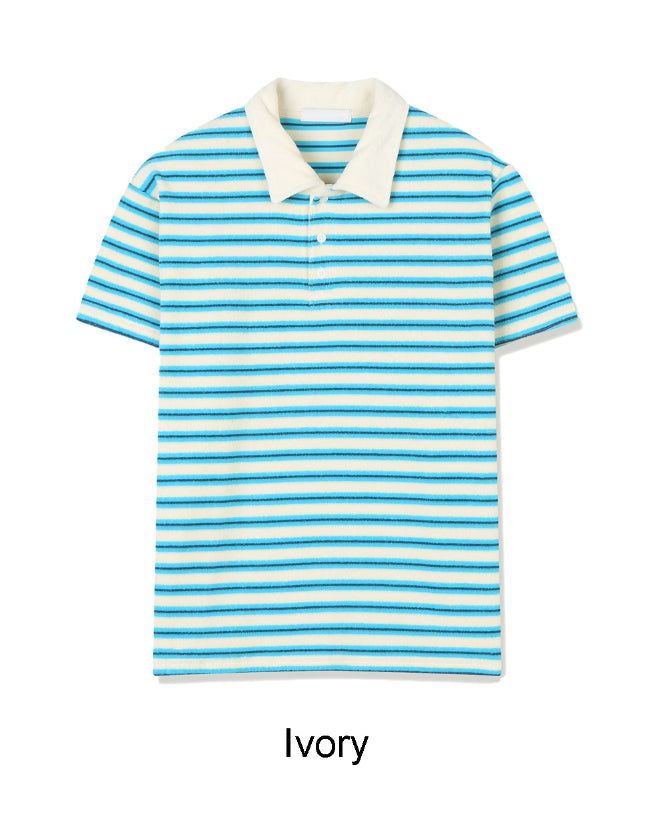 Gaen Terry Stripe Collar Tee