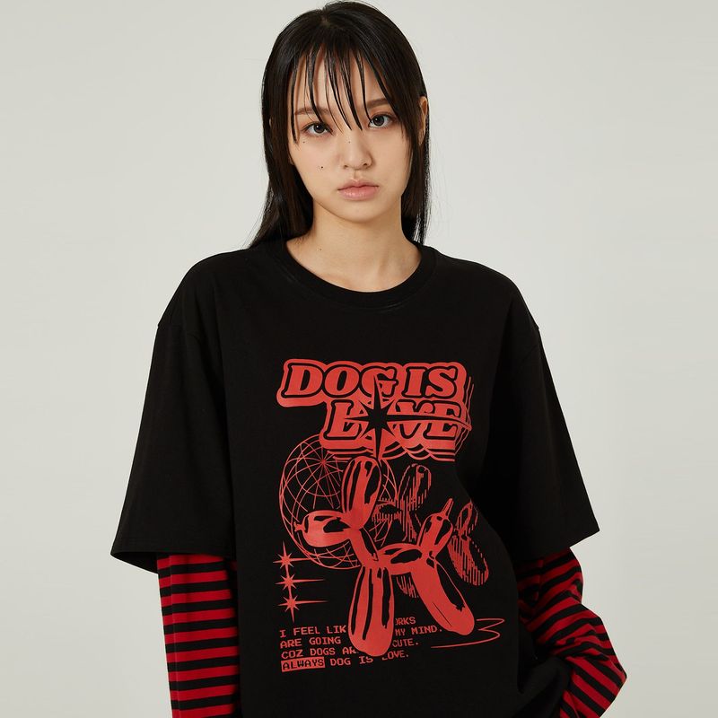 Magic balloon dog layered long sleeve tshirts