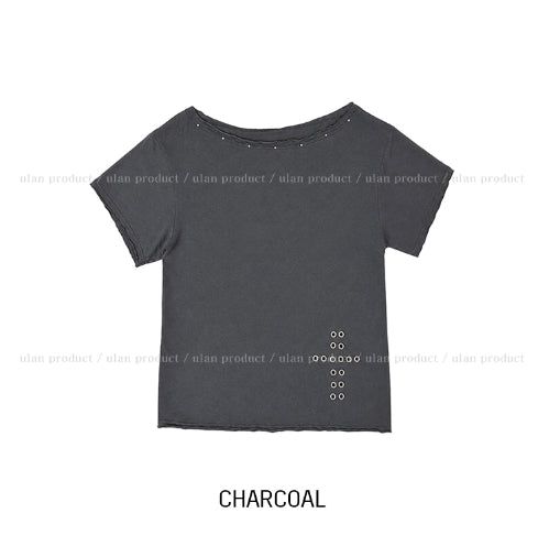 Hati Cross Punching Studded Short Sleeve