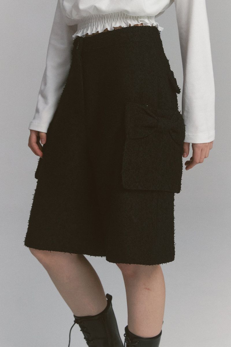 MOILLY（モイリー）の「リボンツイードバミューダパンツ ブラック（パンツ）」