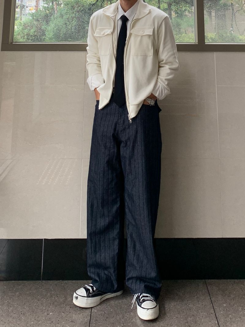 Back Pocket Raw Herringbone Balloon Denim