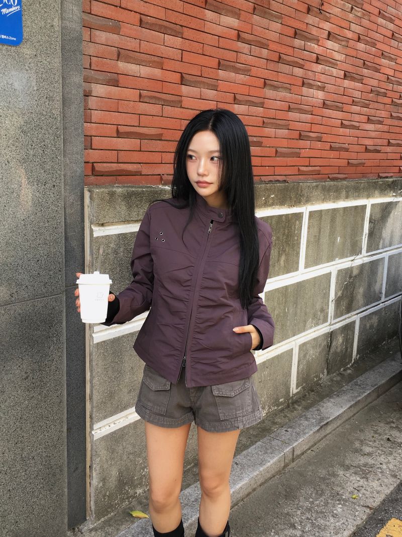 Rosy Shirring Cotton Rider Jacket (3c)