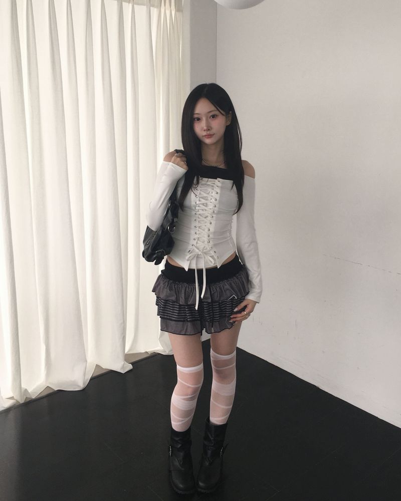 Stripe firll cancan skirt