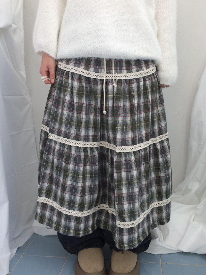 Hazel latte checkered skirt