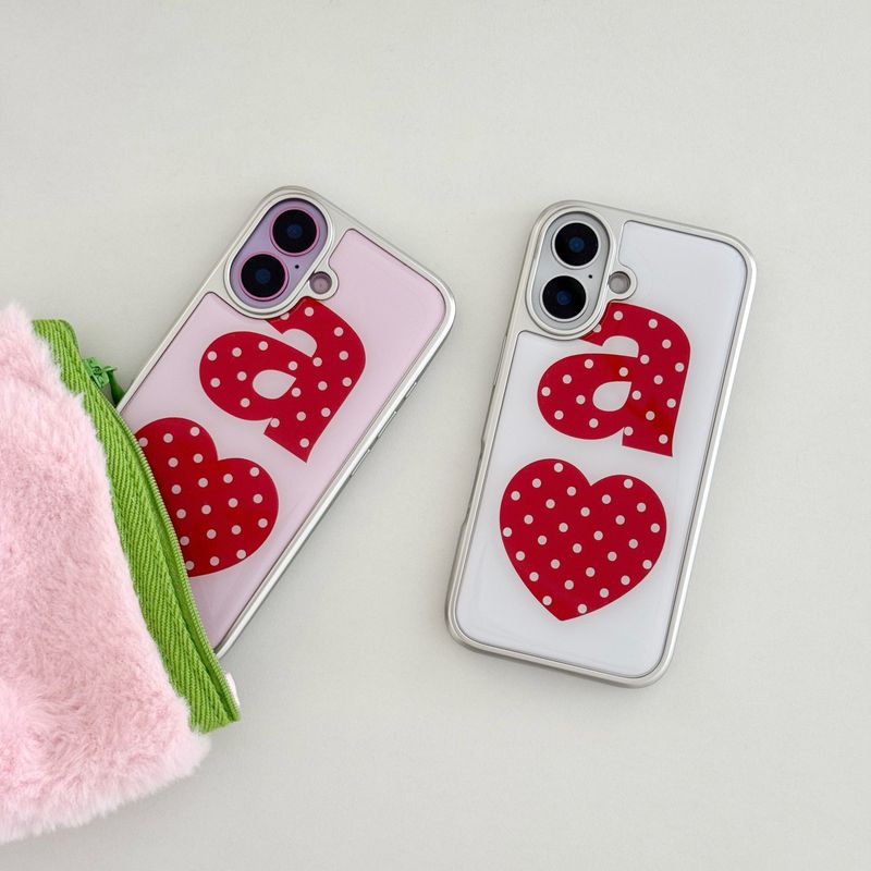 RED DOTTY LOVE WHITE Silver Epoxy Case
