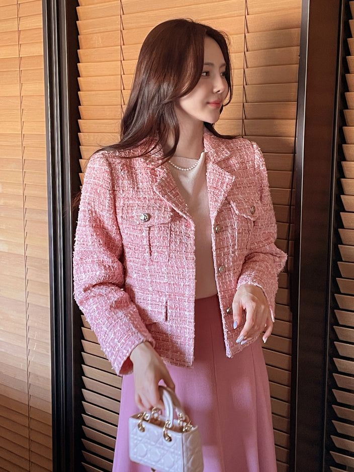 iam mari（アイアム マリ）の「Ronda Mix Collar Pearl Tweed Jacket（Jackets/Outerwear）」