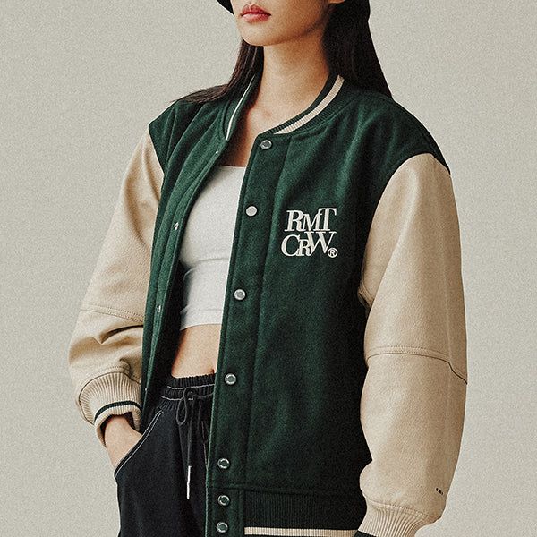 ROMANTIC CROWN（ロマンティッククラウン）の「ESSENTIAL LOGO VARSITY JACKET_GREEN（Jackets/Outerwear）」