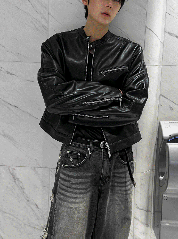 The Of Premium Crop Leather Jacket