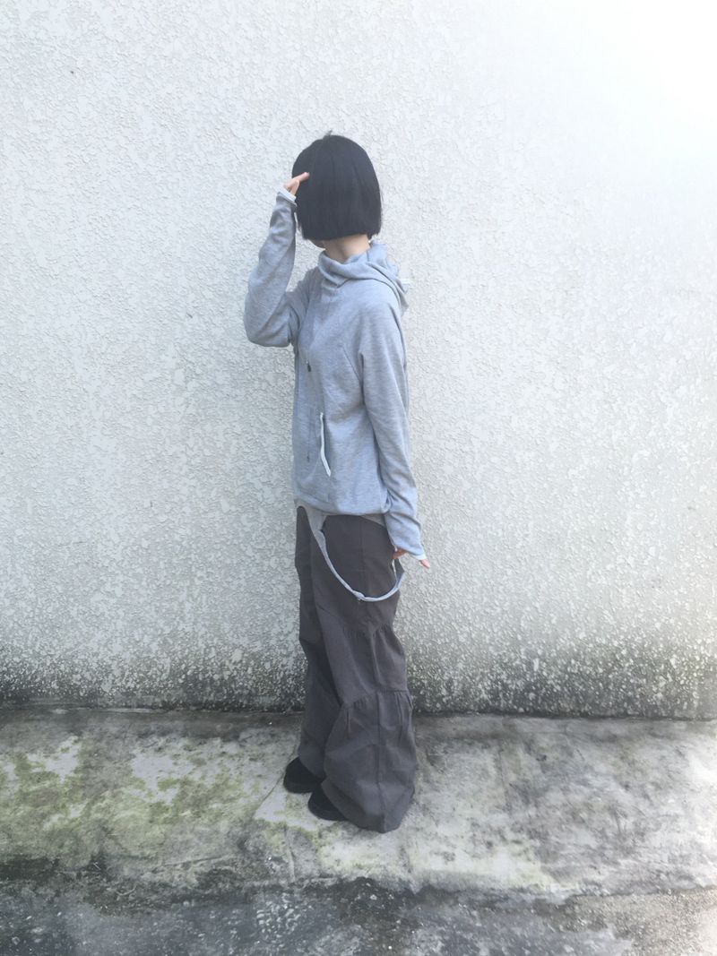 highneck loose waffle hood
