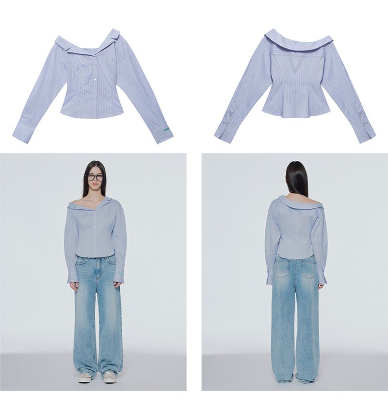 Slim-fit one-shoulder shirt