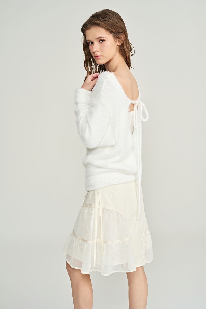 Souffle deep v-neck cardigan, Ivory