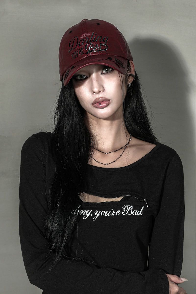 DYB LEATHER BALL CAP #WINE