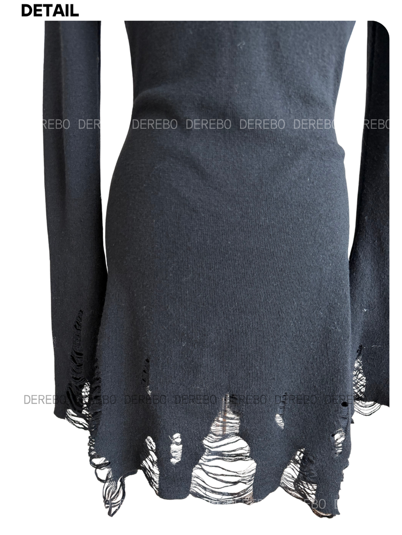 lip-mood black half-turtleneck dress