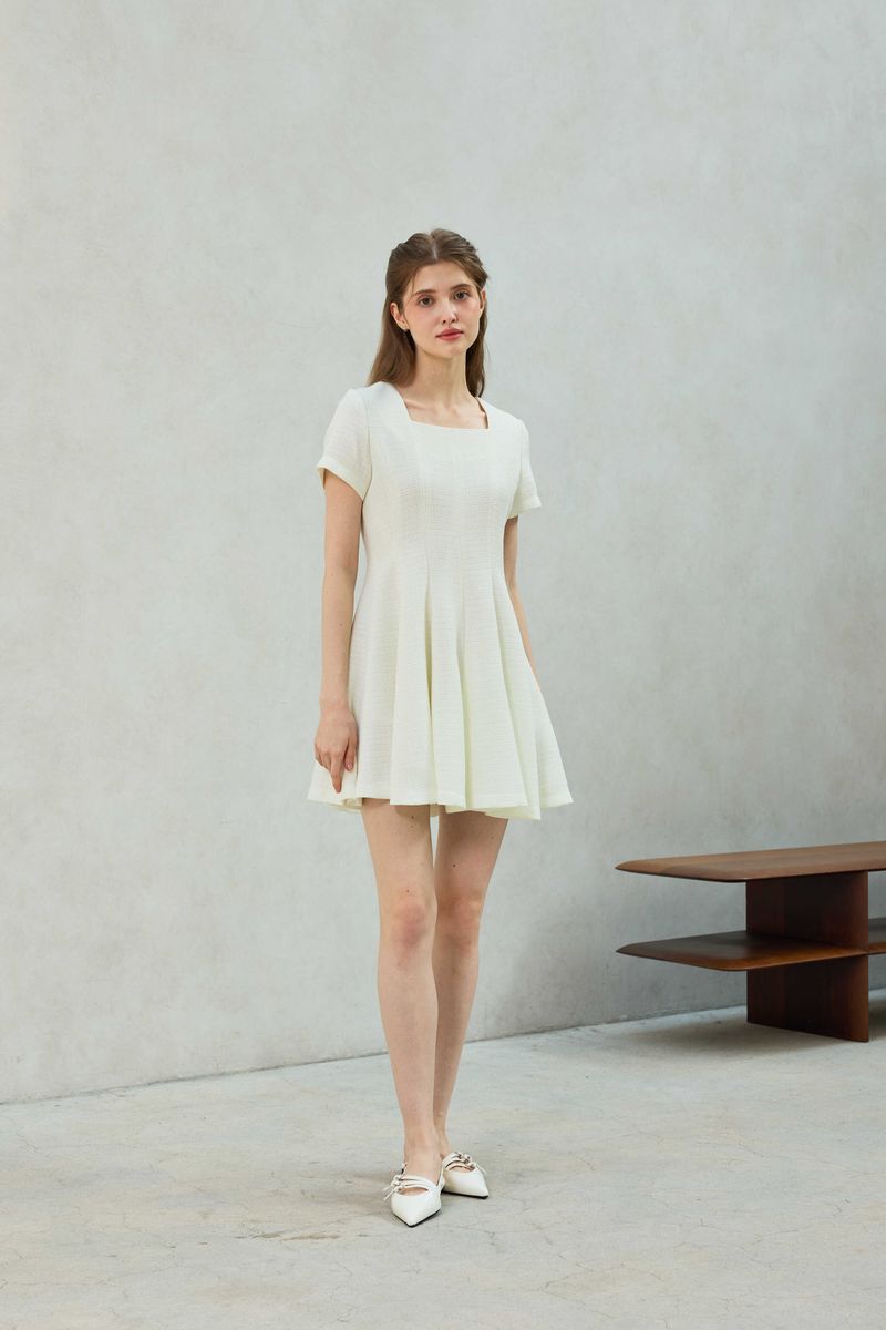 LANI TWEED DRESS / WHITE
