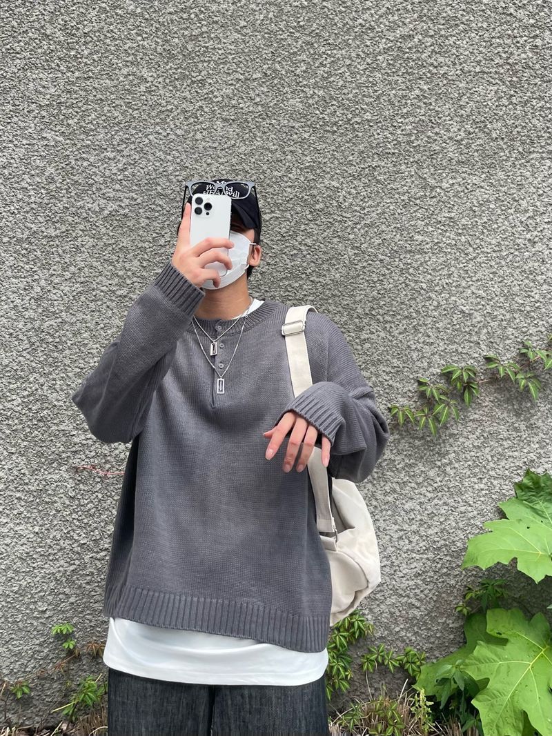 MOCA ROUND BUTTON KNIT(6COLOR)