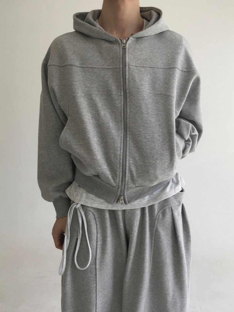 curved hood zip up(2colors)