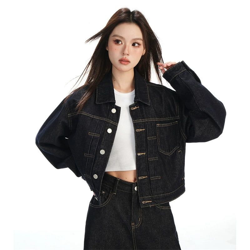 Retro Tie-back Denim Jacket