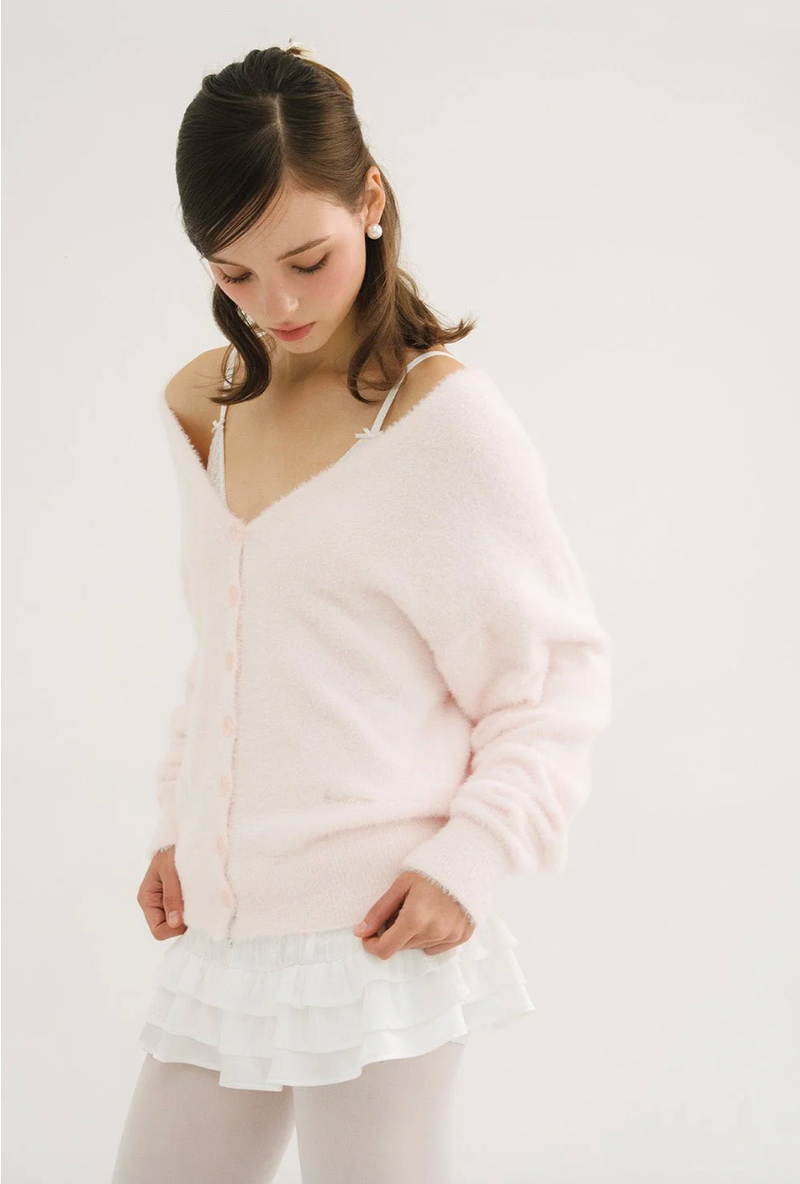 threetimes（スリータイムズ）の「Fairy knit cardigan - pink （Tops）」