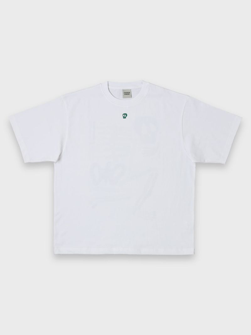 GREEN SKULL TEE - WHITE