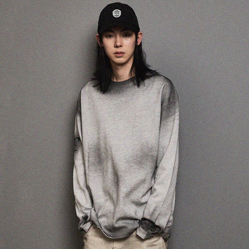 FFEFFSTUDIO（フェフスタジオ）の「Stain washed F logo long tshirts (Melange)（Tops）」