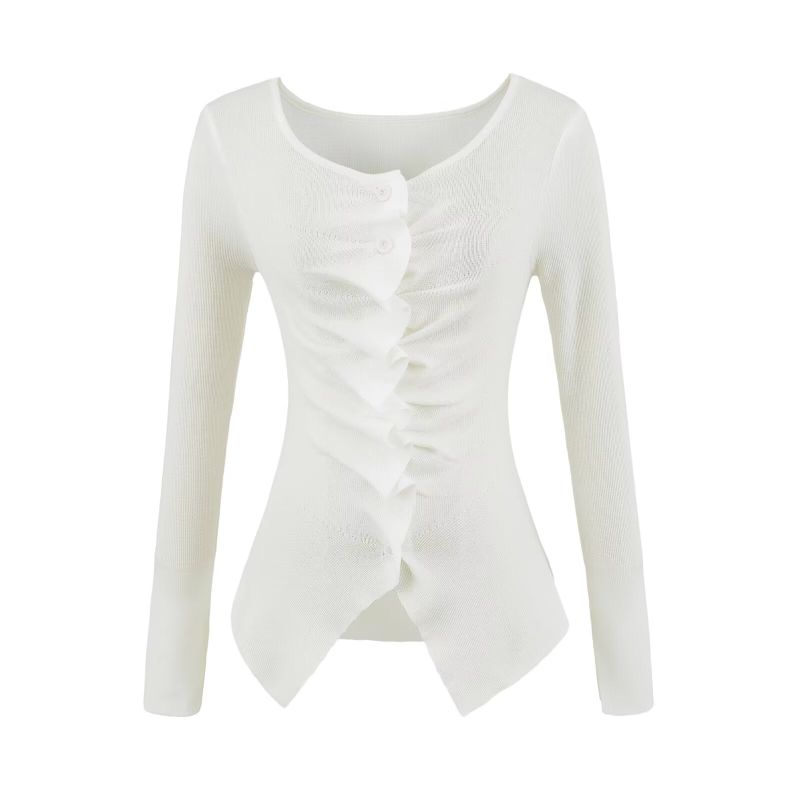 Elodie Ruffle Button Cardigan