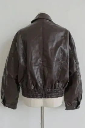 PATCHWORK FAUX LEATHER BOMBER JACKET