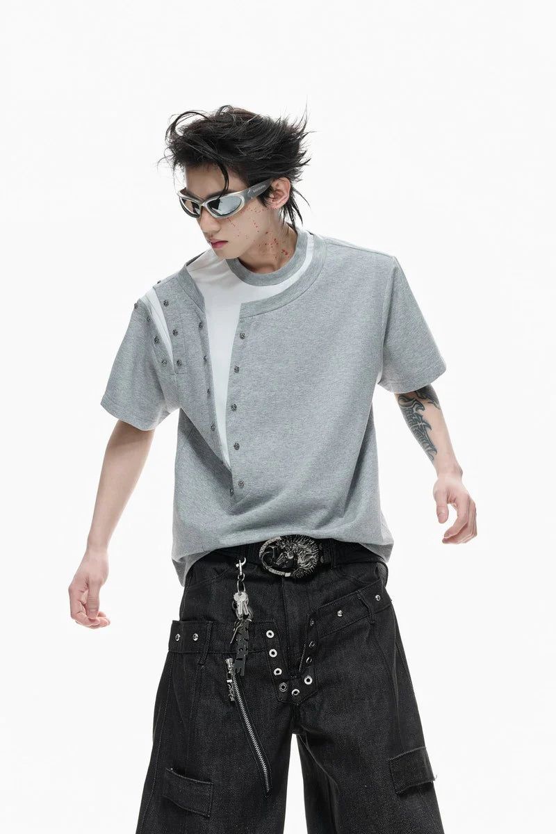 Studded Layered Short Sleeve Tee