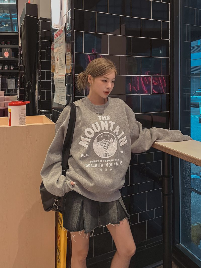 (UNISEX)ヘビーマウンテンラウンドスエットシャツ