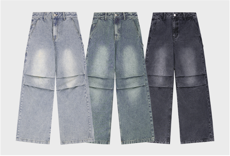 Parachute Washing Wide Denim Pants