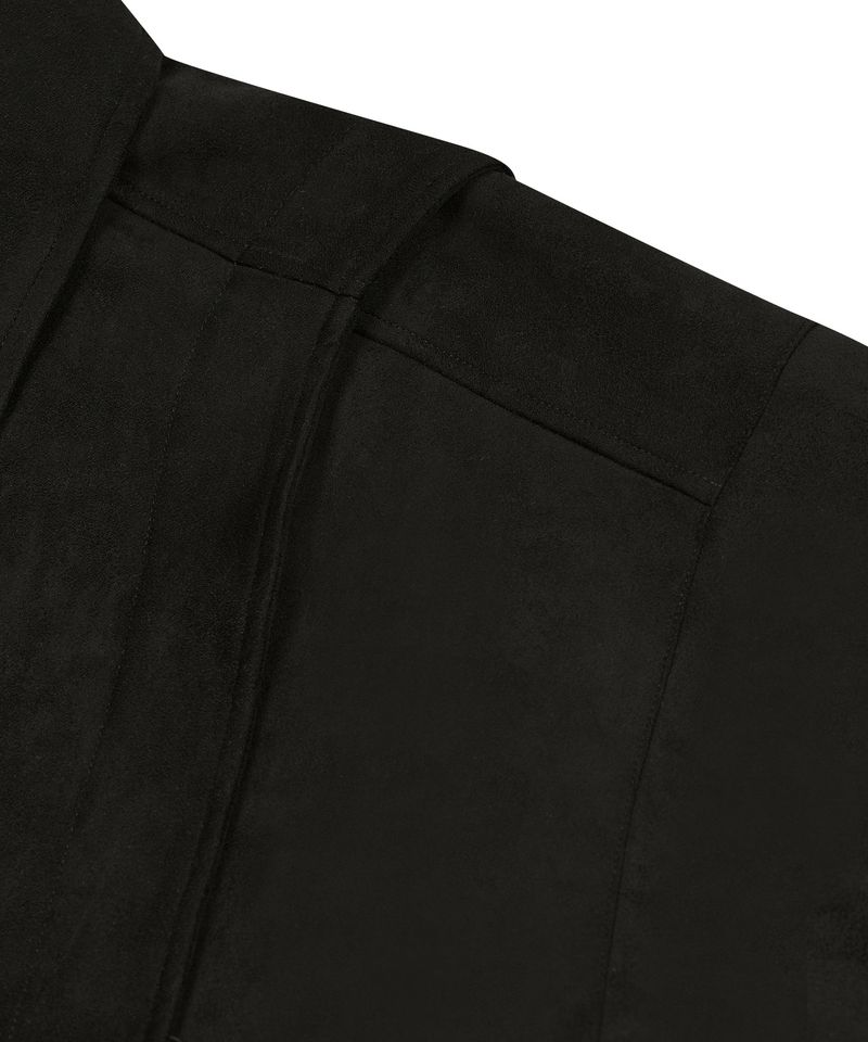 87-STAN029 [Vegan Suede] Multi-placket Suede Jacket Black