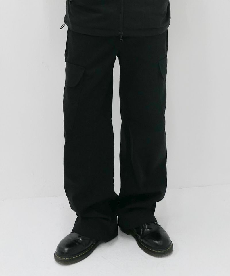 Snap Pocket Stitch Pants Black