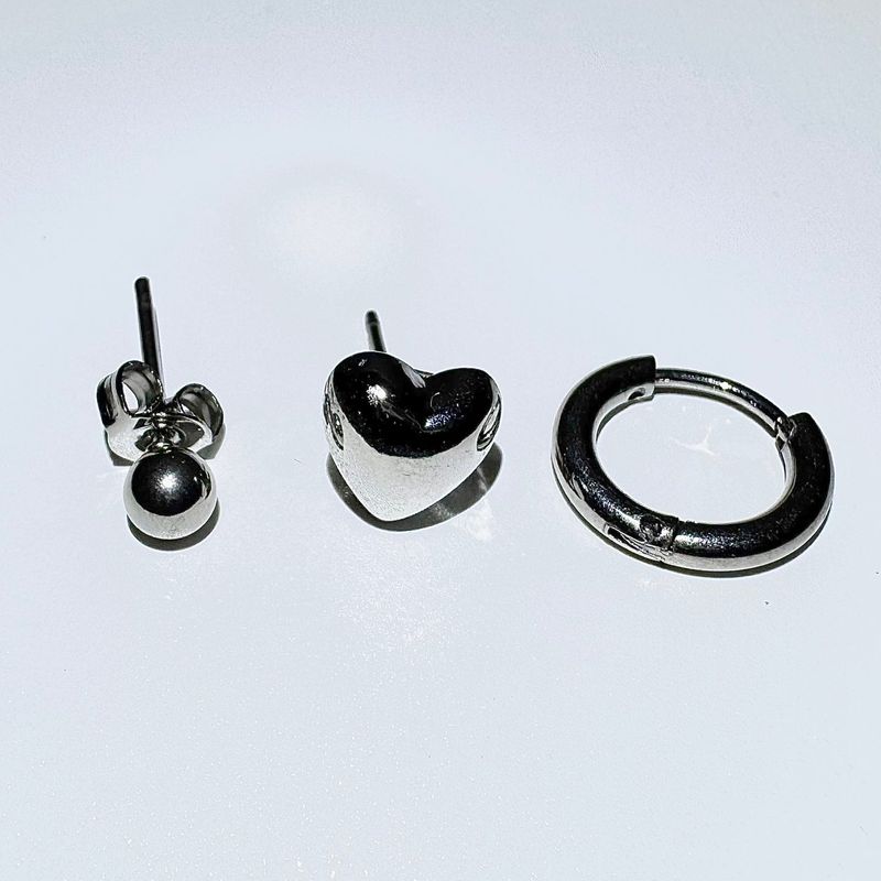 シンプルハートピアスセット(3pcs set)