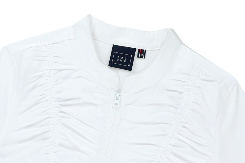 SHIRRING COTTON ZIP UP