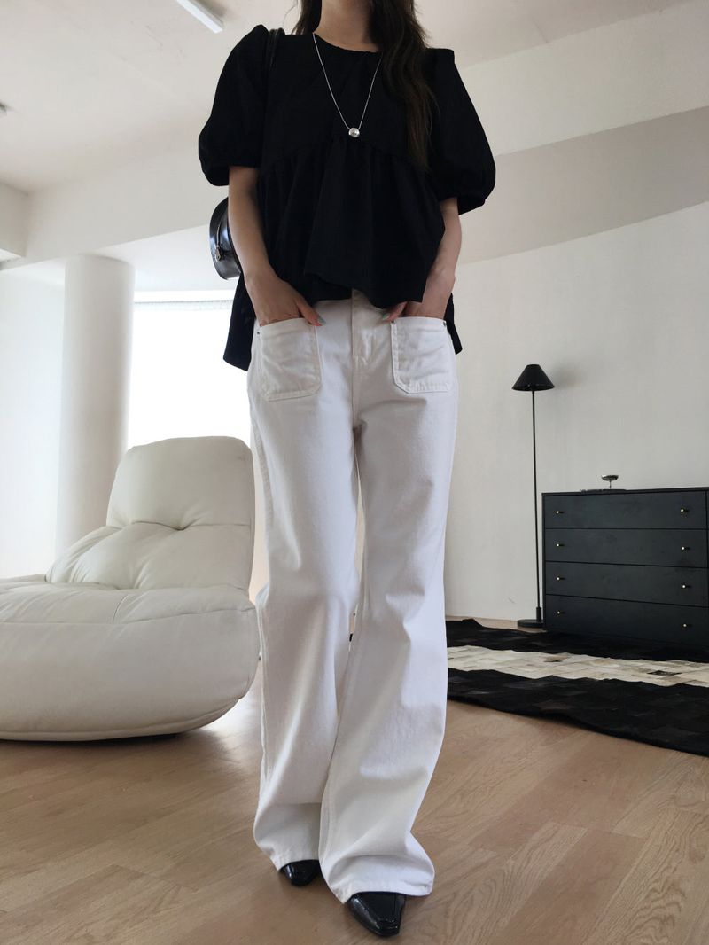 Front pocket semi bootcut pants