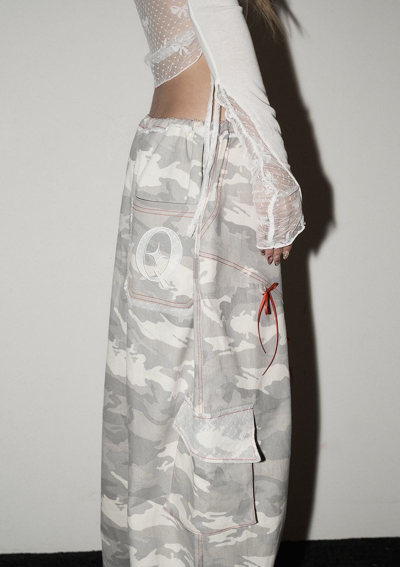 (20th reorder) lace cargo pants - camo