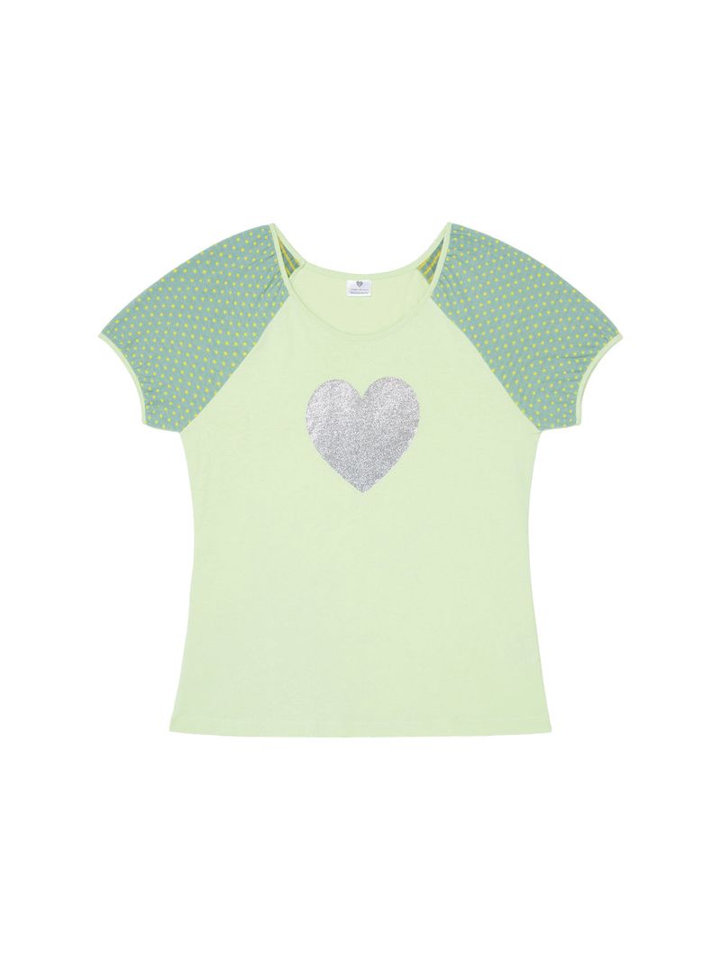 Isummerly（アイサマリー）の「Heart glitter T-shirt - Green（Tops）」