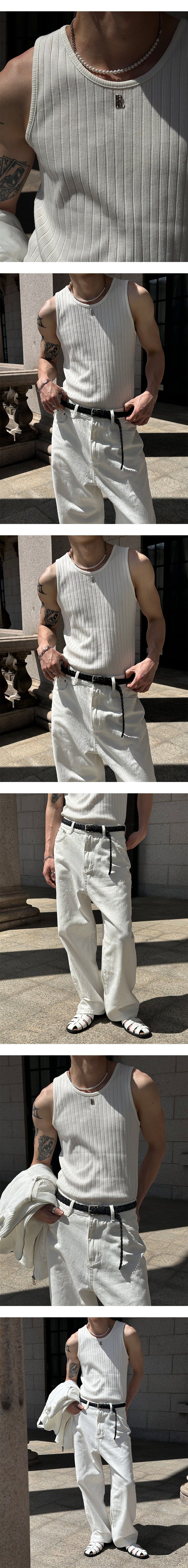 [S/S] High ribbed logo sleeveless(6color)