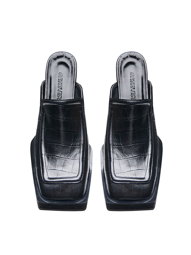 GATELESS（ゲートレス）の「SQUARE TOE MULE-BLACK（Shoes）」