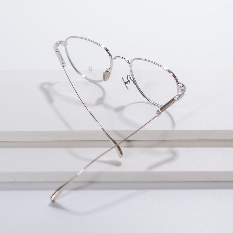 Knouun Round titanium glasses CODE. 102. F Silver N Gray