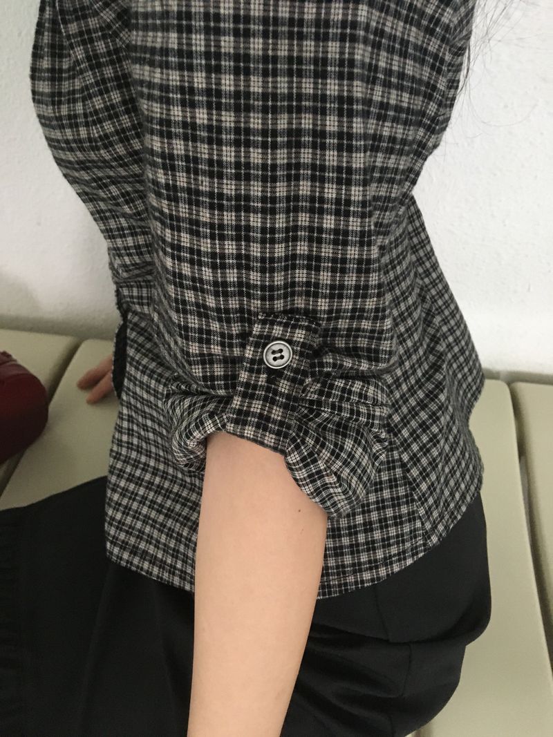 Pintuck Plaid Slim Shirt