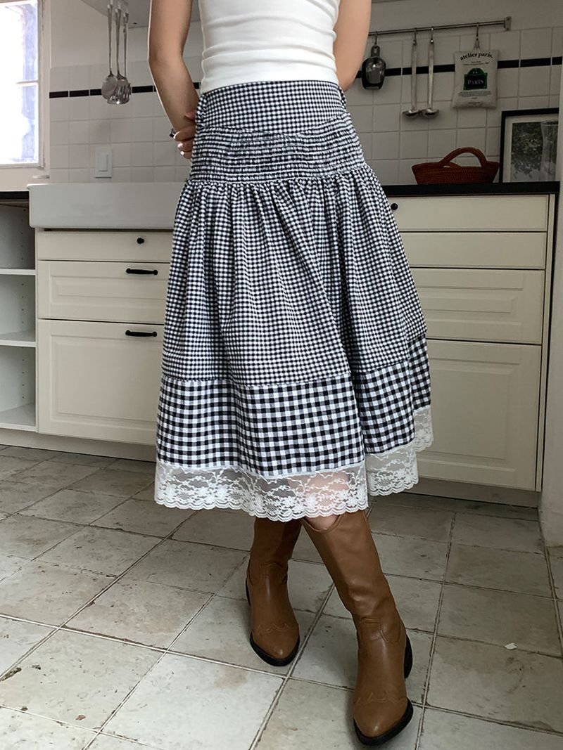 SMOKE BANDING CHECK SKIRT (2C)