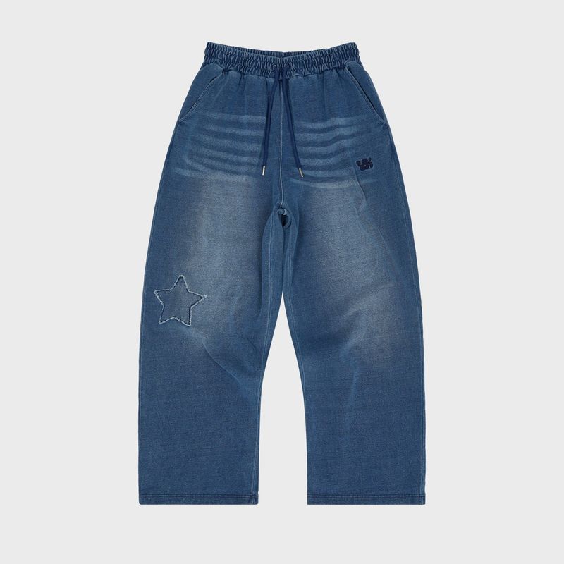 YK Applique Denim Sweat pants
