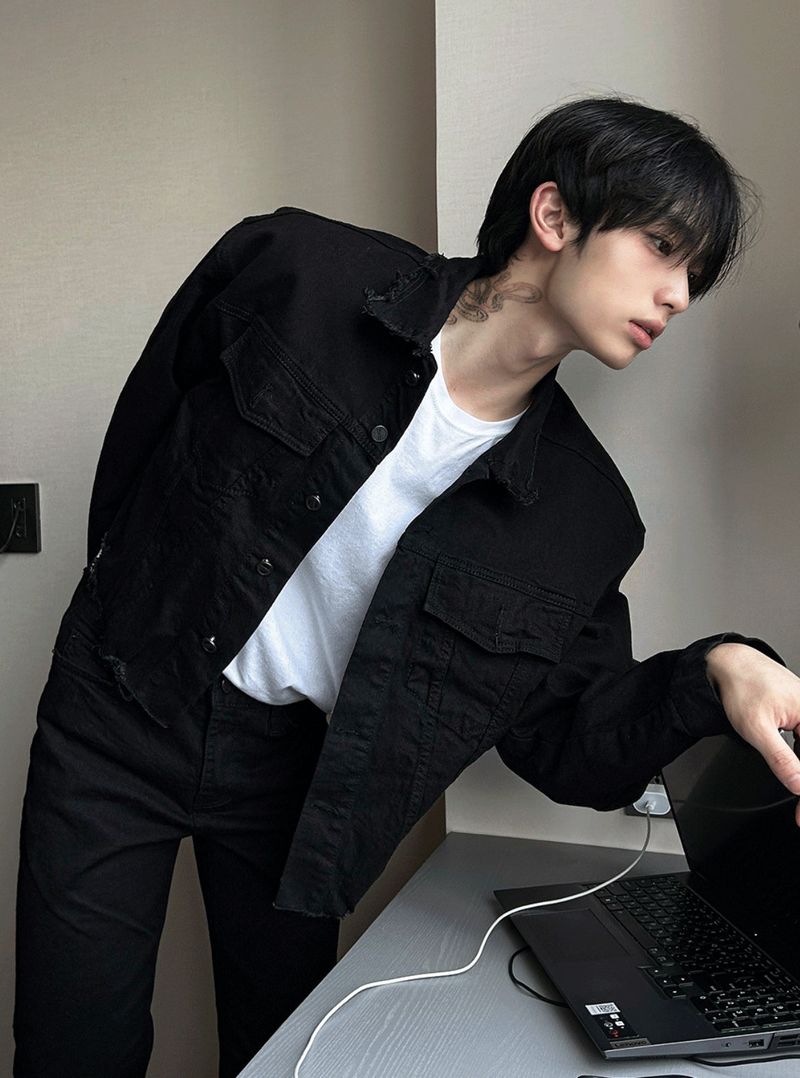 COSYHARU(コシハル)の「Damage Over Black Denim Jacket(Jackets/Outerwear)」