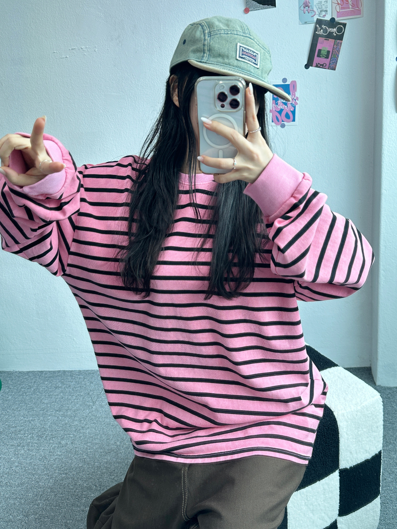 CCORTTI（コルッティ）の「OVERFIT STRIPED ROUND BOX T🩶🖤🩷💙 - 4 COLORS（Tops）」