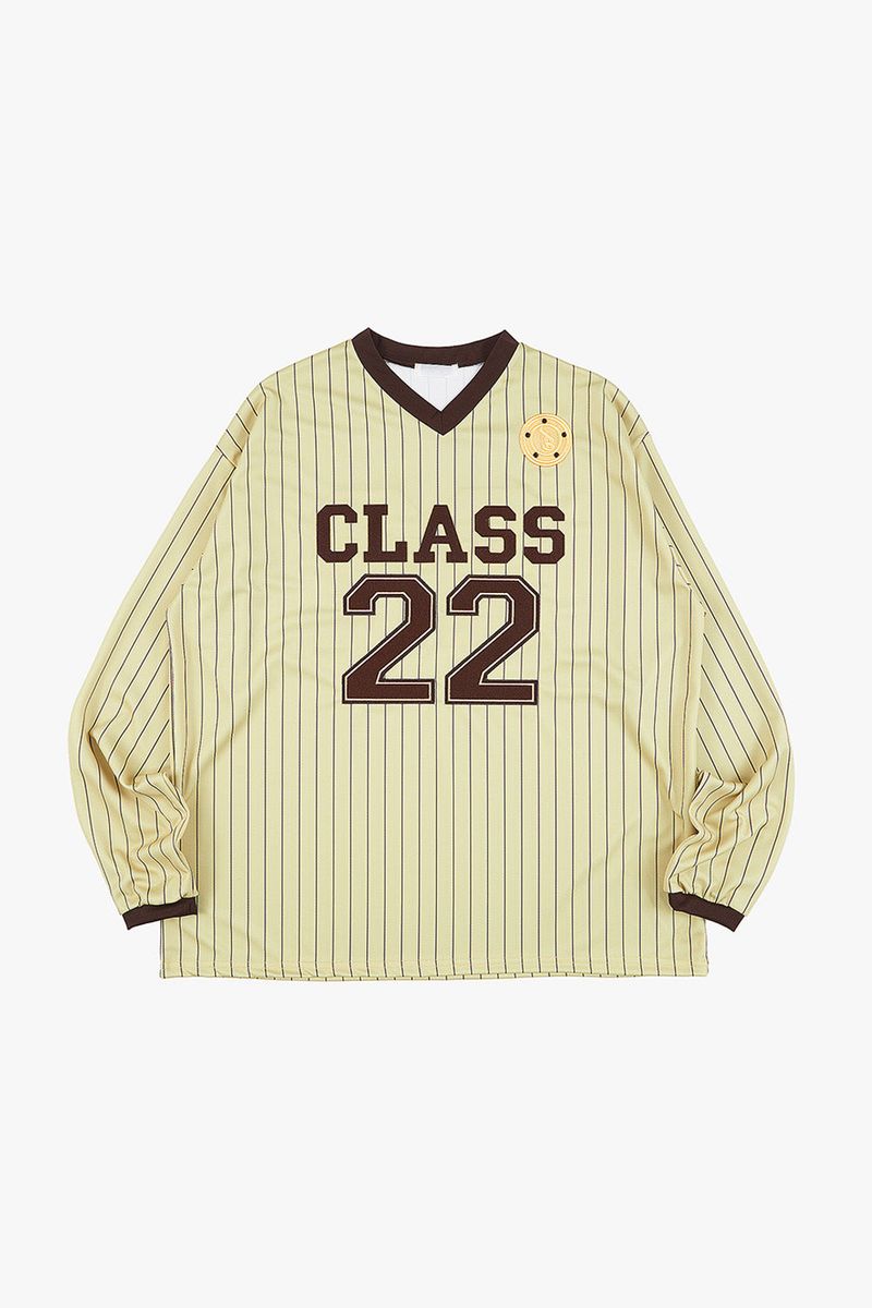 Pinstripe v-neck jersey long sleeve