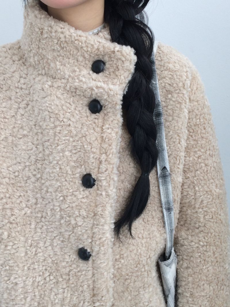 highneck puffy fur jacket