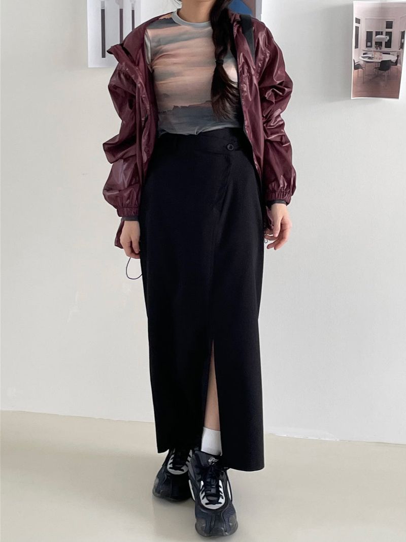 Glossy string windbreaker jk